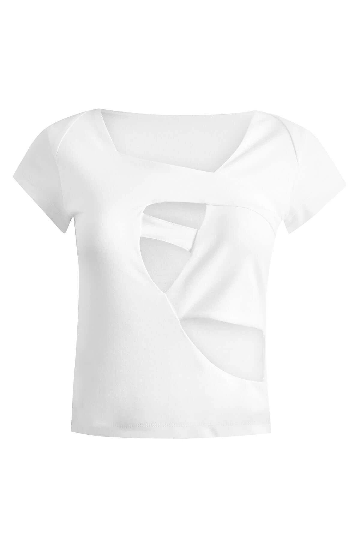 JENDUE Clara Denim T-shirt - Unique Cutout Design by Jendue