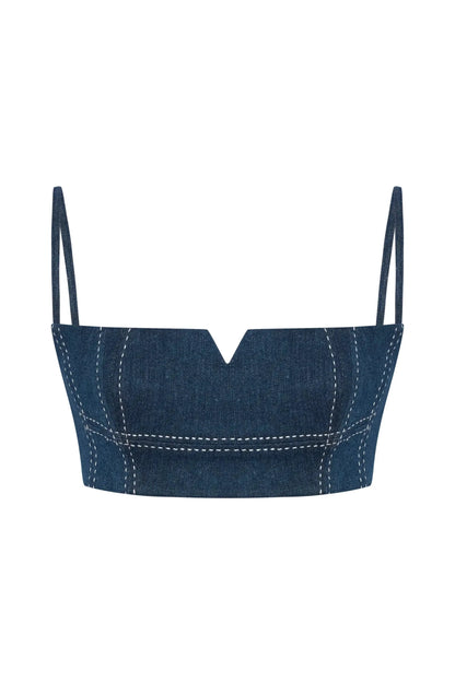 JENDUE Clementine Denim Crop Top - Women's Jean Bralette by Jendue US