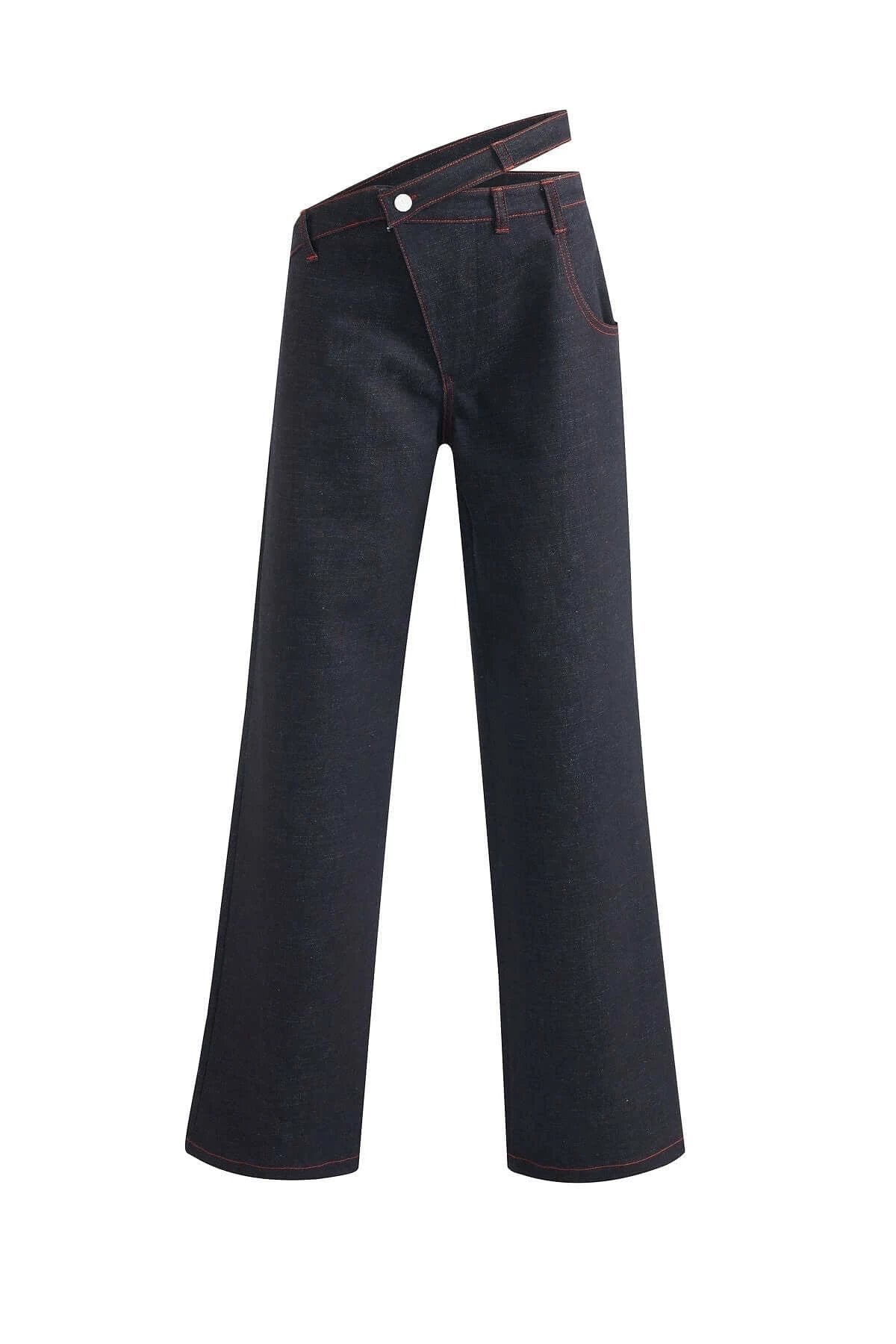 JENDUE Davidson Asymmetric Belt Denim Jean - Unique Wide Leg by Jendue