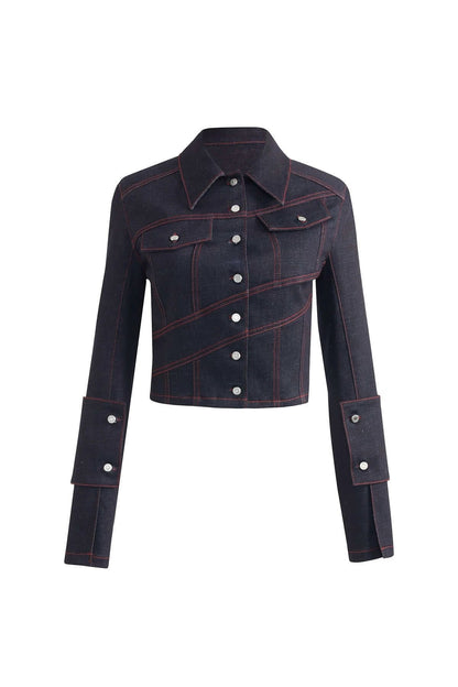 JENDUE Davidson Chic Denim Jacket - Cropped, Unique Sleeves by Jendue