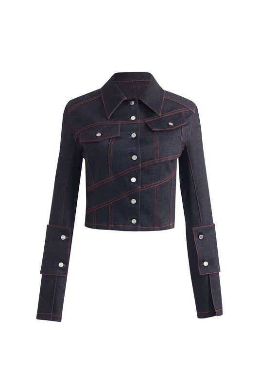 JENDUE Davidson Chic Denim Jacket - Cropped, Unique Sleeves by Jendue