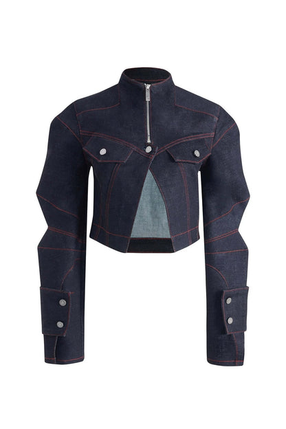 JENDUE Davidson Cropped Denim Jacket - Women's Chic Style by Jendue