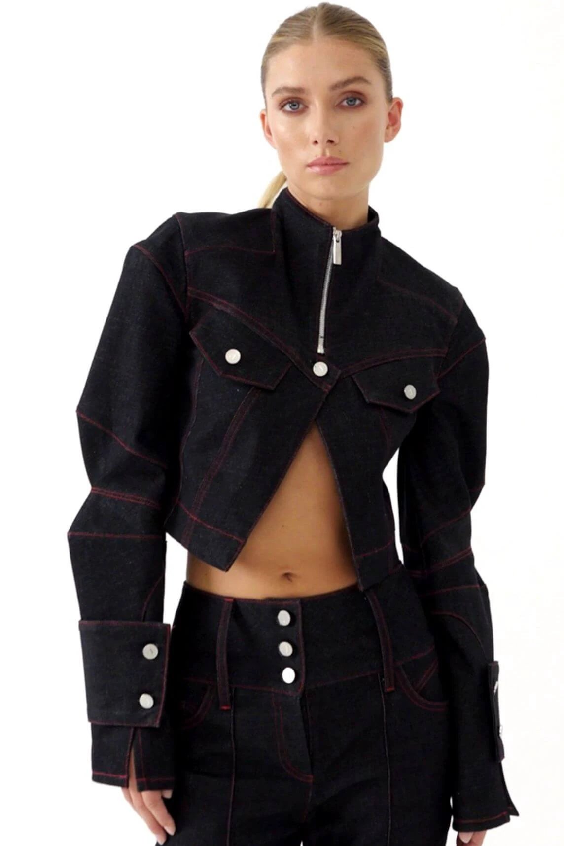 JENDUE Davidson Cropped Denim Jacket - Women's Chic Style by Jendue