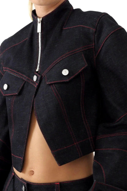 JENDUE Davidson Cropped Denim Jacket - Women's Chic Style by Jendue