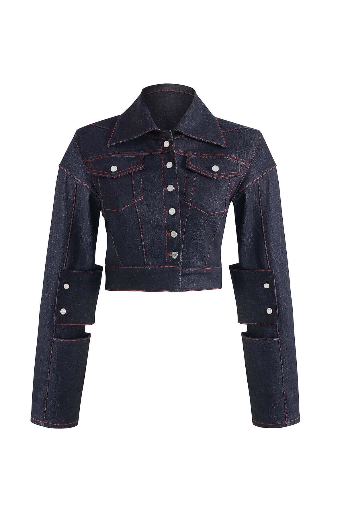 JENDUE Davidson Cross Denim Jacket - Ecru & Deep Blue - Ansley Effect