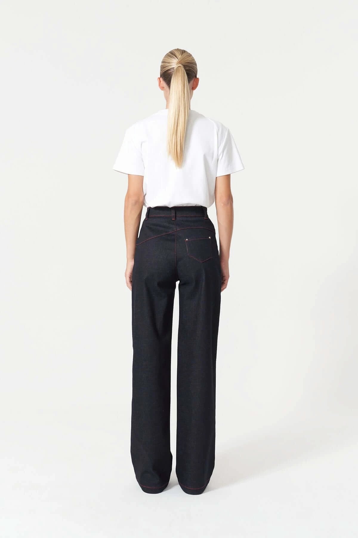 JENDUE Davidson Cross Line Denim Jean - Wide Leg Dark Wash by Jendue