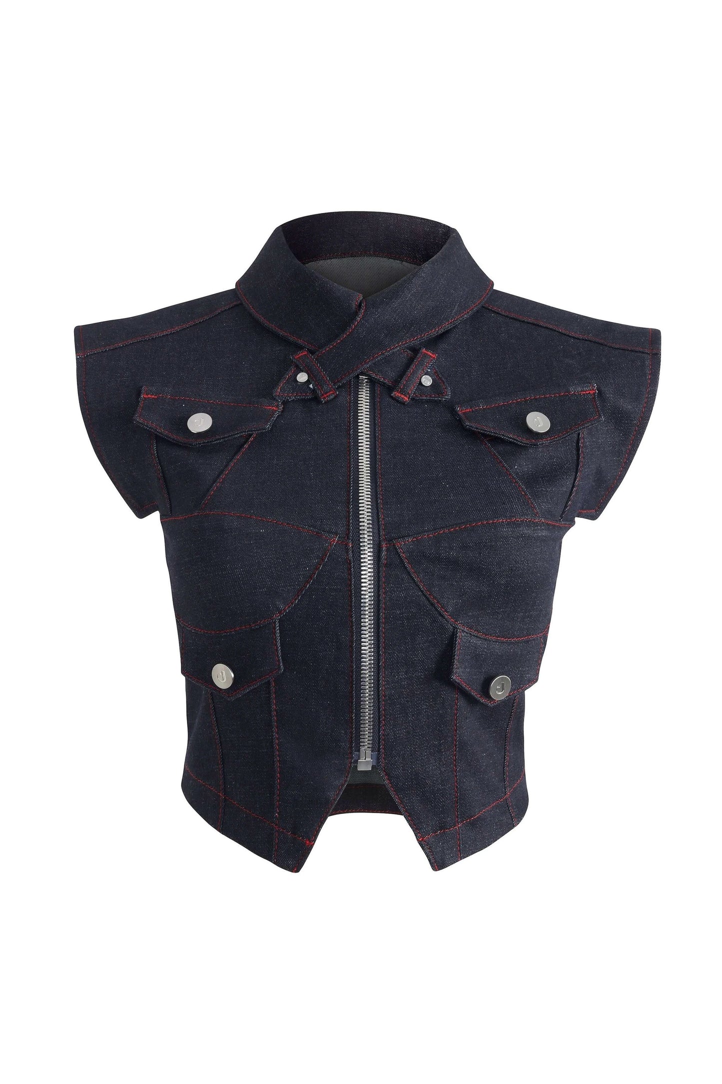 JENDUE Davidson Denim Vest - Stylish Cropped Jean Top by Jendue