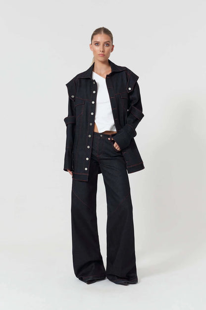 JENDUE Davidson Relaxed Fit Denim Jacket - Dark Wash by Jendue
