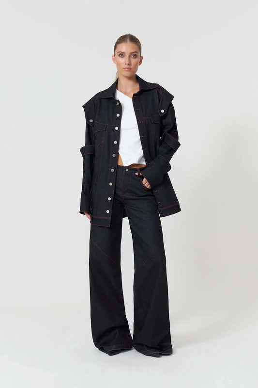 JENDUE Davidson Relaxed Fit Denim Jacket - Dark Wash by Jendue