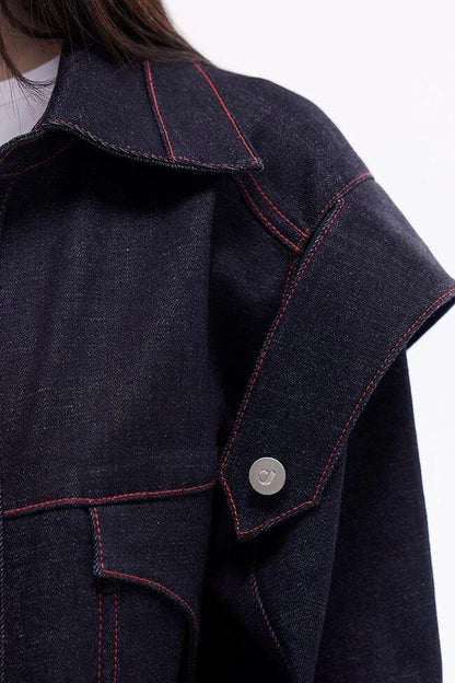 JENDUE Davidson Relaxed Fit Denim Jacket - Dark Wash by Jendue