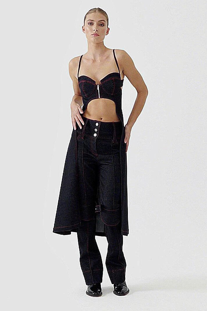 JENDUE Davidson Straight Leg Denim Jeans - Red Stitch by Jendue