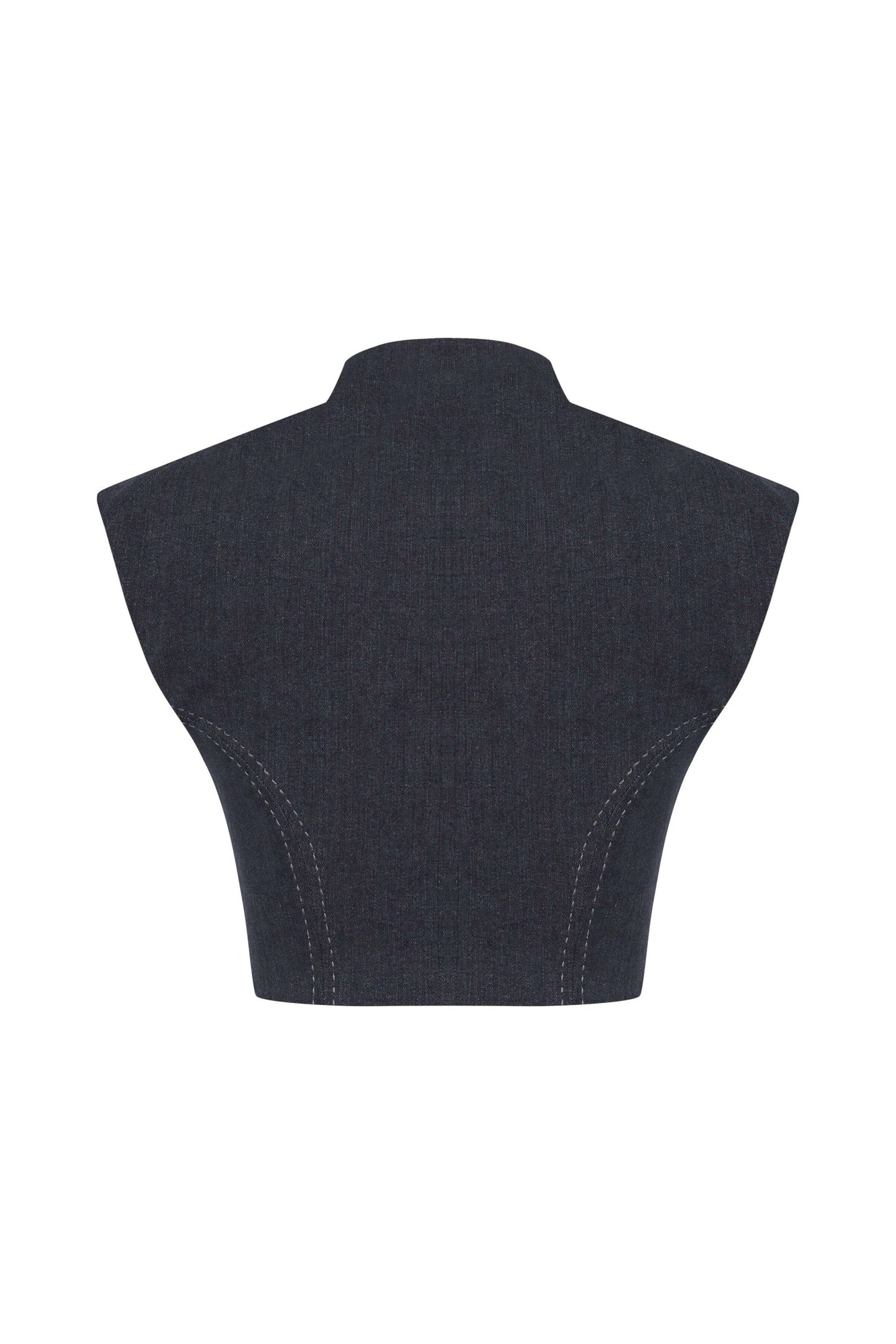 JENDUE Dew Drop Denim Vest - Unique Asymmetrical Zipper Top by Jendue