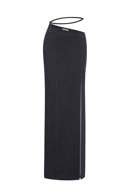 JENDUE Dreams Denim Skirt - High-Slit Maxi Skirt by Jendue