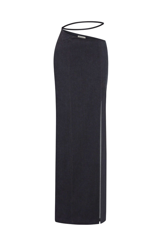JENDUE Dreams Denim Skirt - High-Slit Maxi Skirt by Jendue