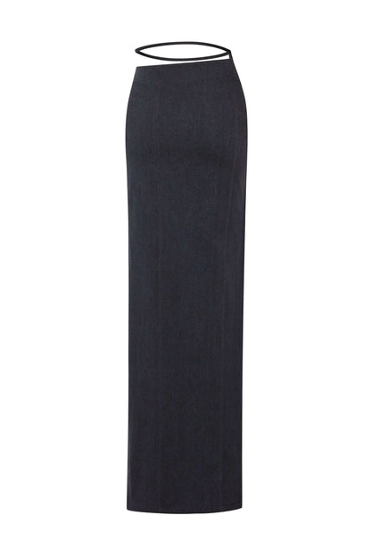 JENDUE Dreams Denim Skirt - High-Slit Maxi Skirt by Jendue