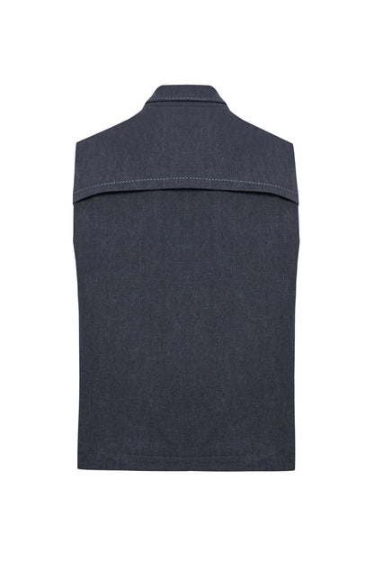 JENDUE Edgar Denim Vest - Men's Sleeveless Utility Jacket by Jendue