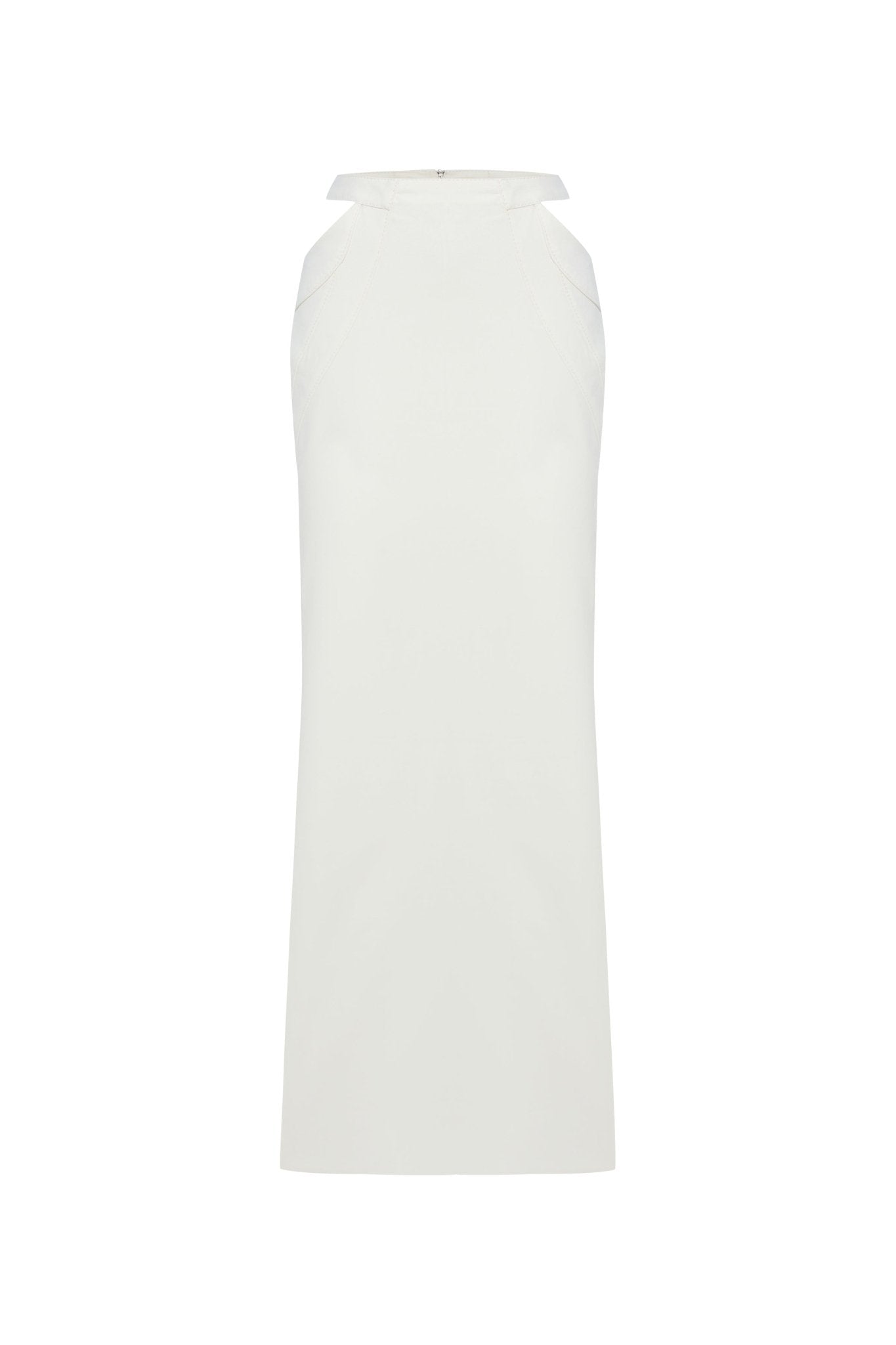 JENDUE Elena White Denim Maxi Skirt - Shop Long Skirts - Ansley Effect