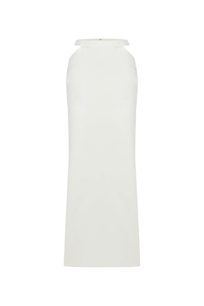 JENDUE Elena White Denim Maxi Skirt - Shop Long Skirts - Ansley Effect
