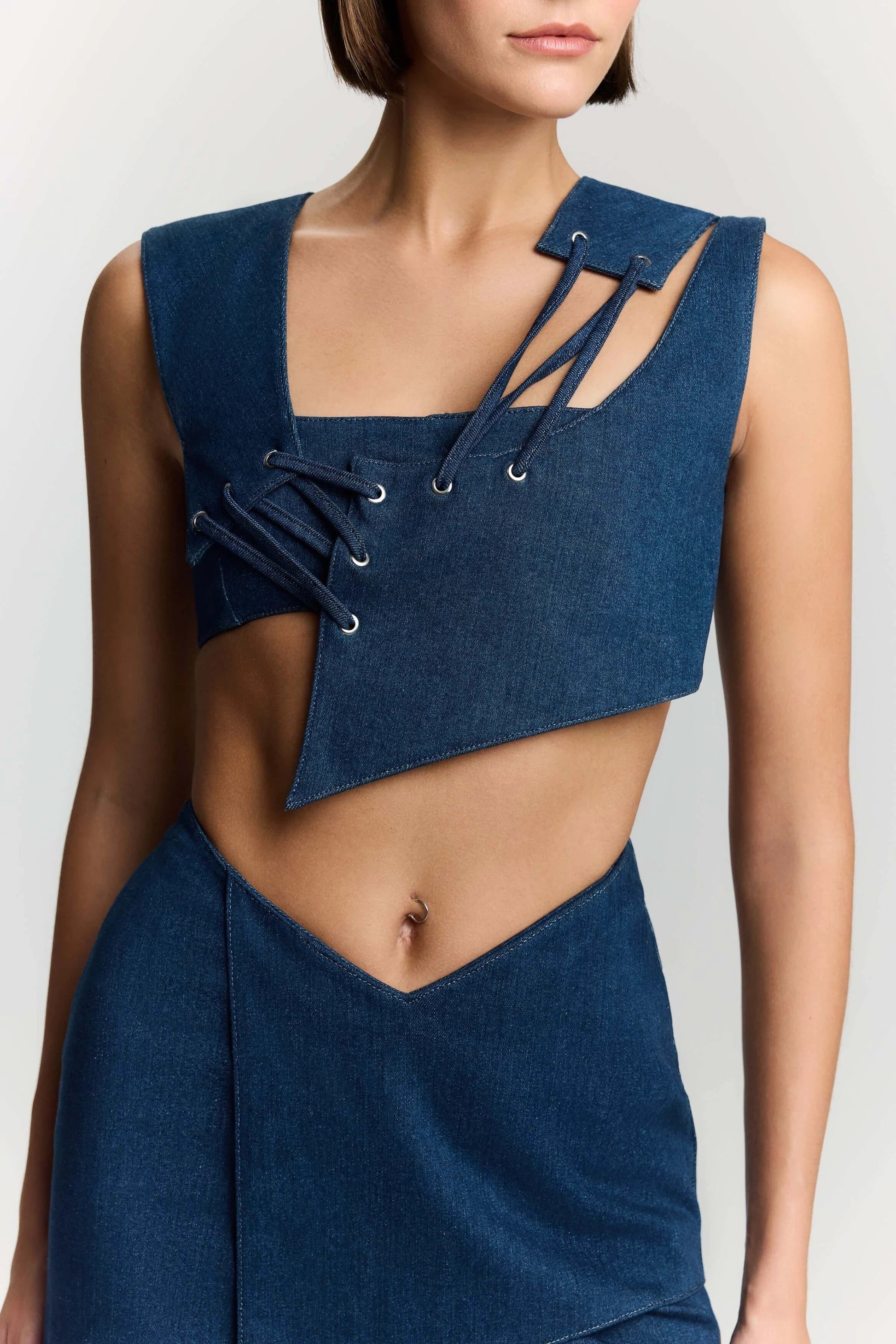 JENDUE Endless Line Denim Mini Skirt - Chic & Modern by Jendue
