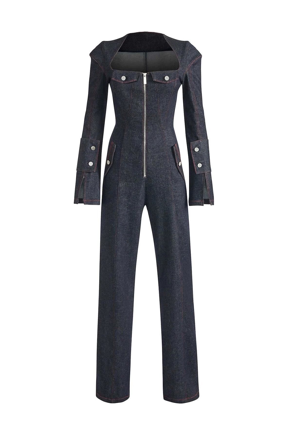 JENDUE Harvey Denim Jumpsuit - Dark Wash Women's Jumpsuit by Jendue