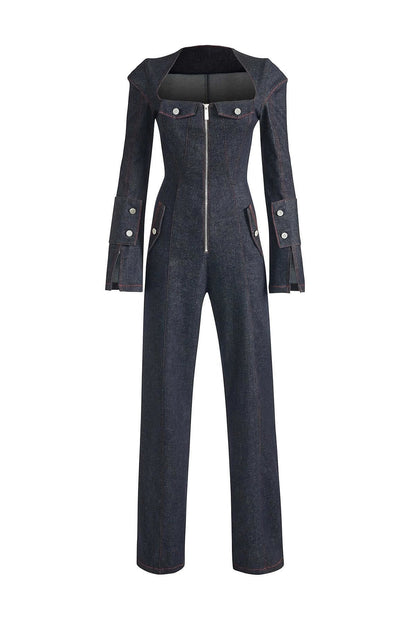 JENDUE Harvey Denim Jumpsuit - Dark Wash Women's Jumpsuit by Jendue