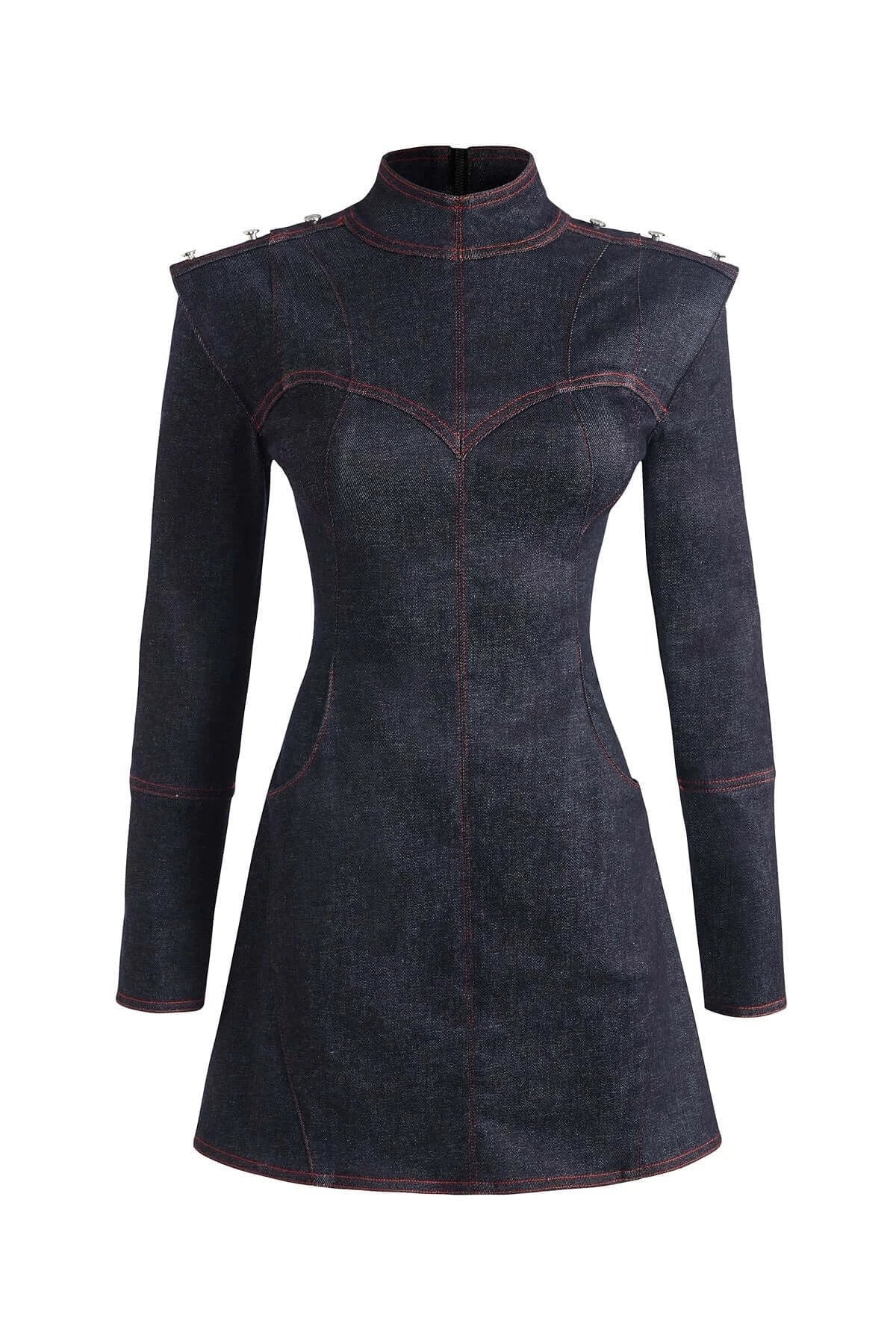 JENDUE Harvey Denim Mini Dress - Structured Design by Jendue