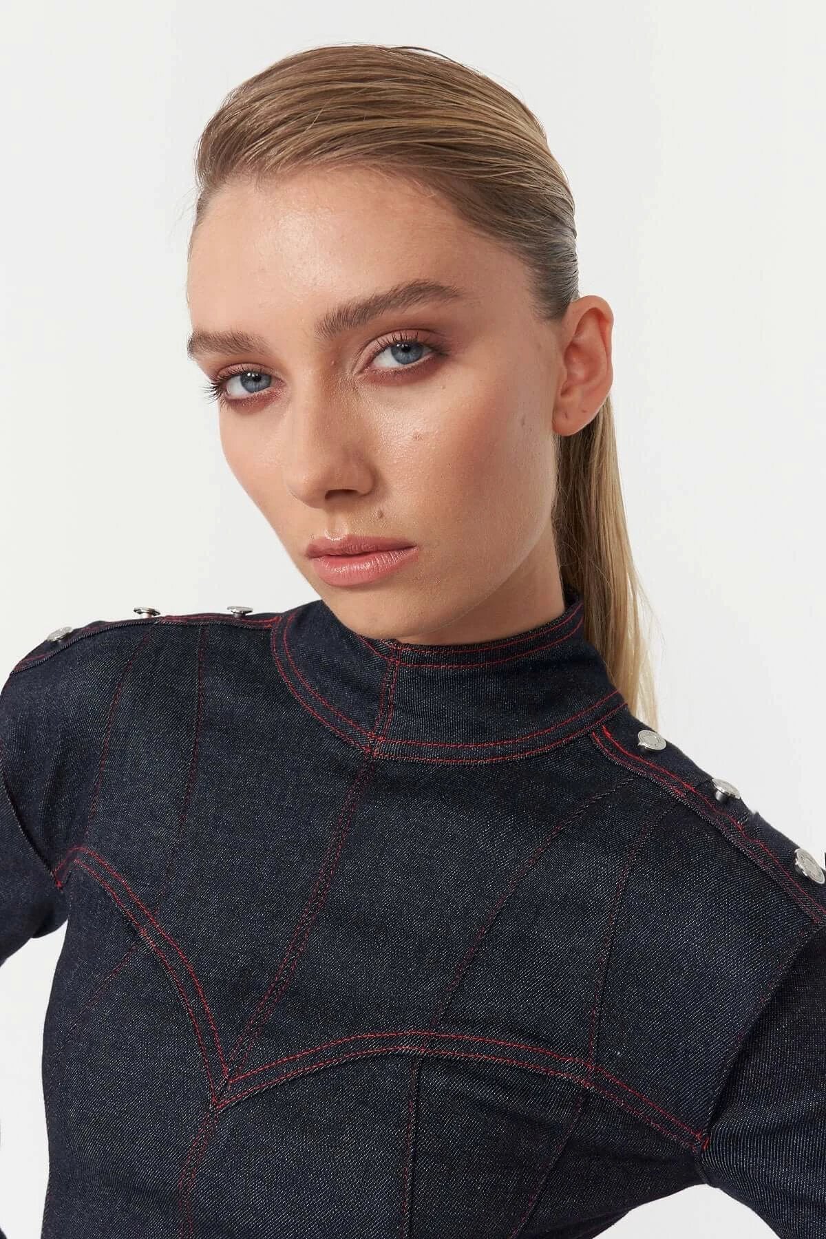JENDUE Harvey Denim Mini Dress - Structured Design by Jendue