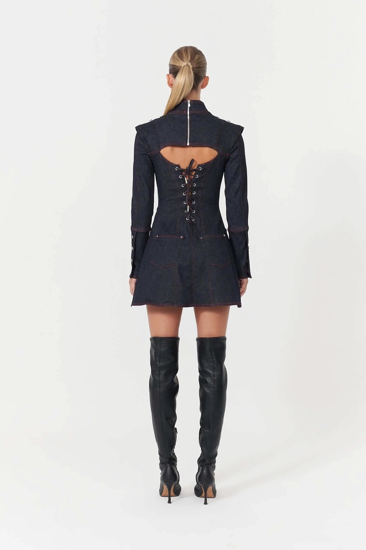 JENDUE Harvey Denim Mini Dress - Structured Design by Jendue