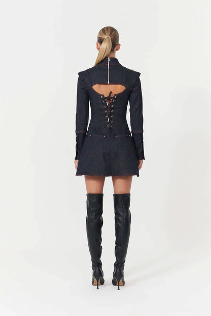 JENDUE Harvey Denim Mini Dress - Structured Design by Jendue