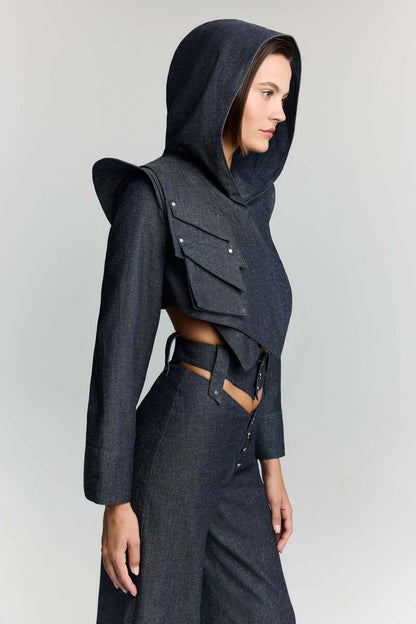 JENDUE High Frequencies Denim Jacket - Unique Cropped Style by Jendue