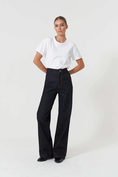 JENDUE Lena Denim T-shirt - White, Black, Grey, Purple by Jendue