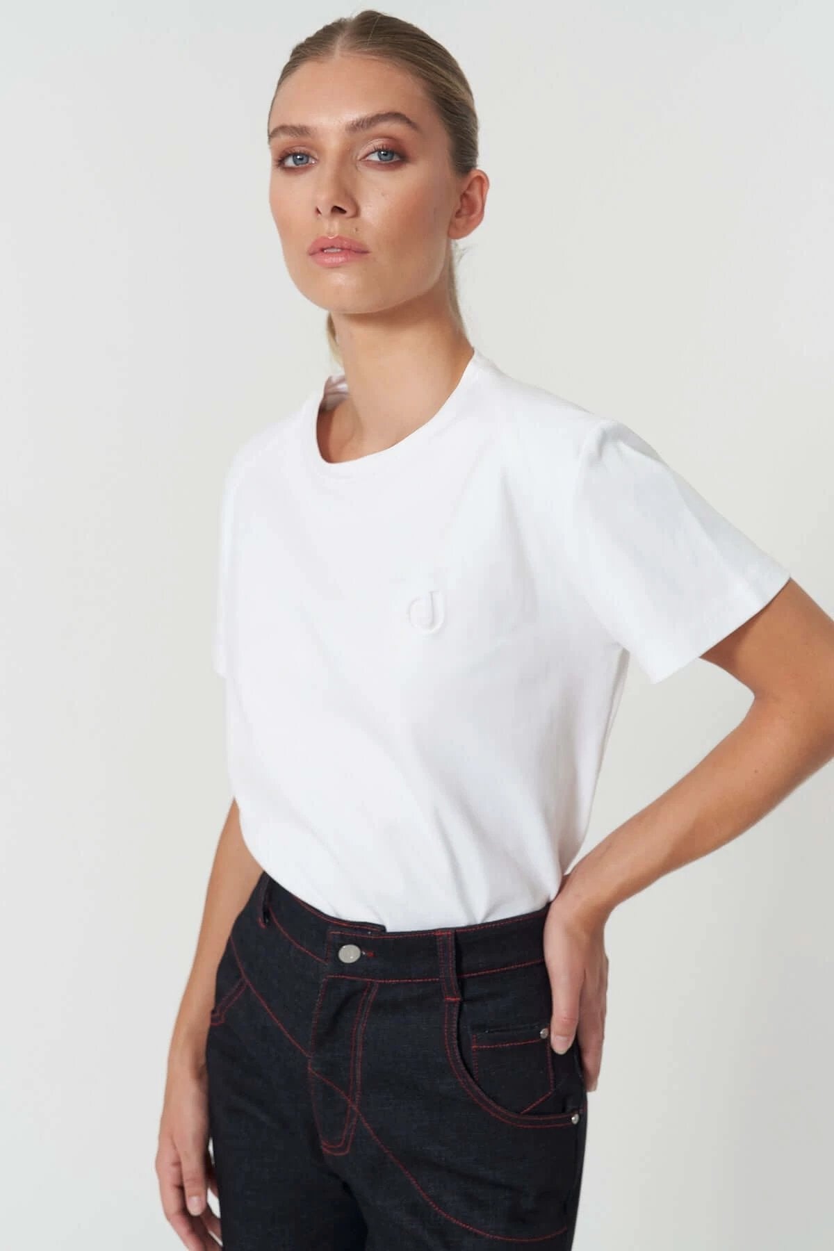 JENDUE Lena Denim T-shirt - White, Black, Grey, Purple by Jendue