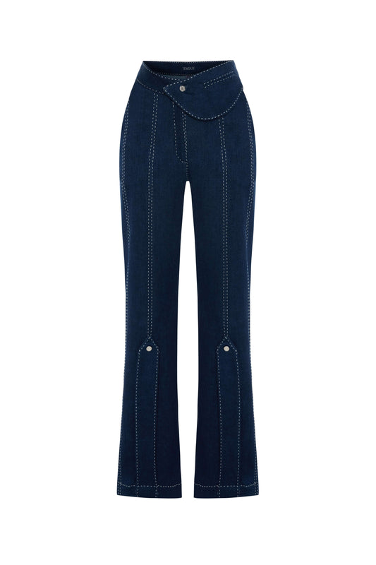 JENDUE Lia Denim Trousers - High-Waisted Straight-Leg Jeans