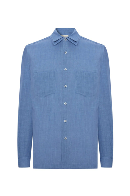 JENDUE Lucia Denim Linen Shirt - Relaxed Fit, and Breathable by Jendue US