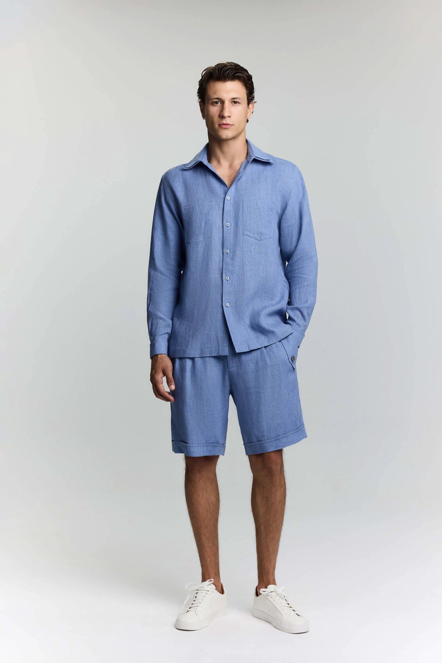 JENDUE Lucia Denim Linen Shirt - Relaxed Fit, and Breathable by Jendue US