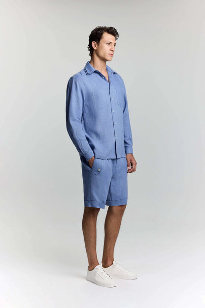 JENDUE Lucia Denim Linen Shirt - Relaxed Fit, and Breathable by Jendue US