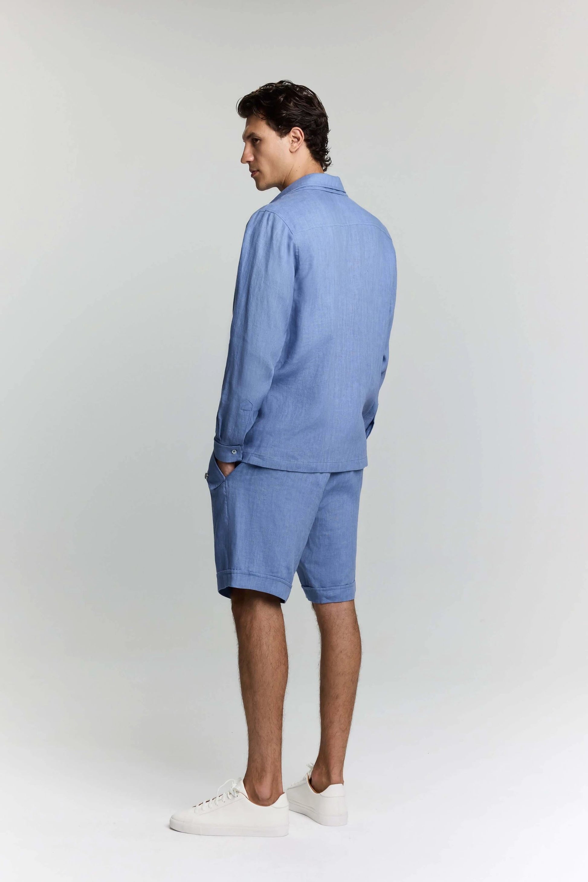 JENDUE Lucia Denim Linen Shirt - Relaxed Fit, and Breathable by Jendue US