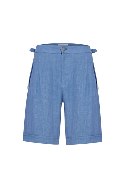 JENDUE Lucia Denim Linen Shorts - High-Waisted Summer Shorts by Jendue US