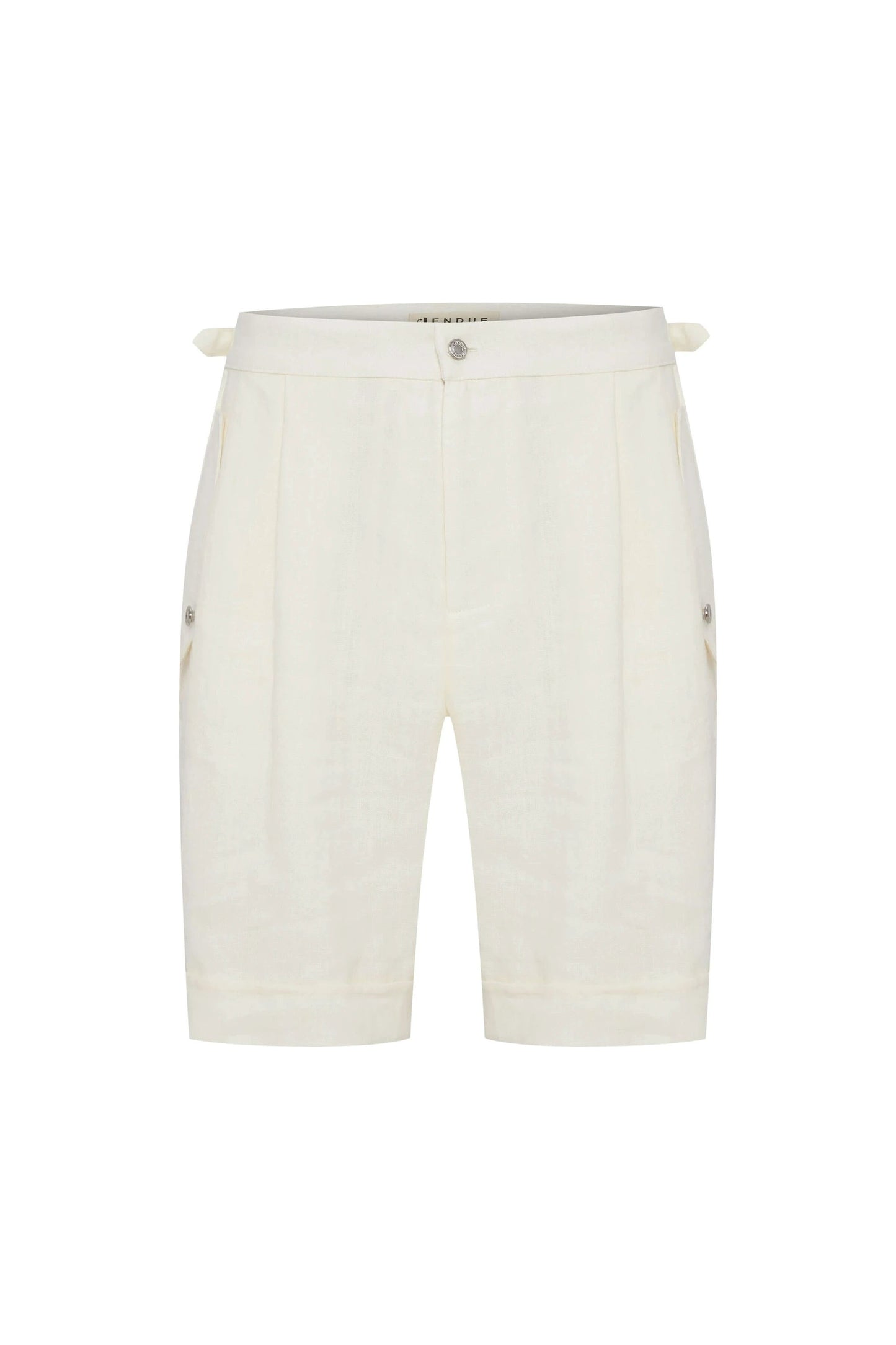 JENDUE Lucia Denim Linen Shorts - High-Waisted Summer Shorts by Jendue US