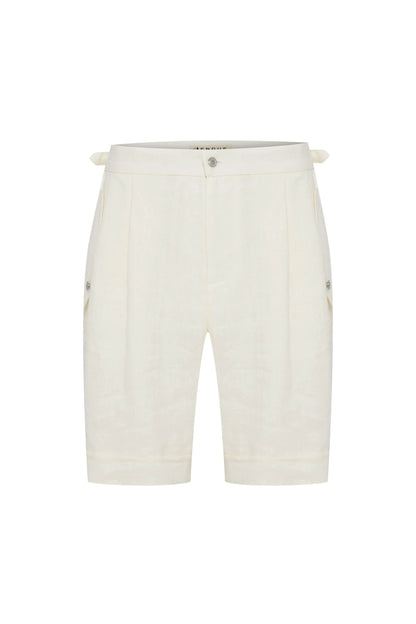 JENDUE Lucia Denim Linen Shorts - High-Waisted Summer Shorts by Jendue US
