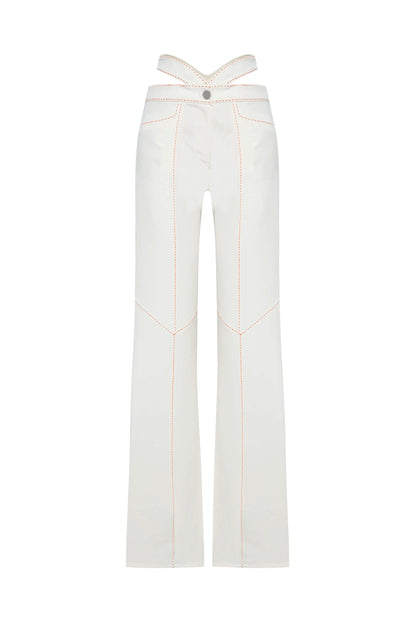 JENDUE Malaga Denim Jean - White Cut-Out Jeans for Women by Jendue US