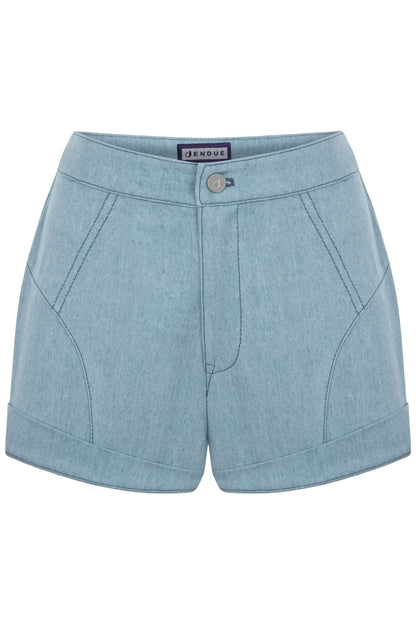 JENDUE Marvel Denim Shorts - Light Wash High-Waist by Jendue