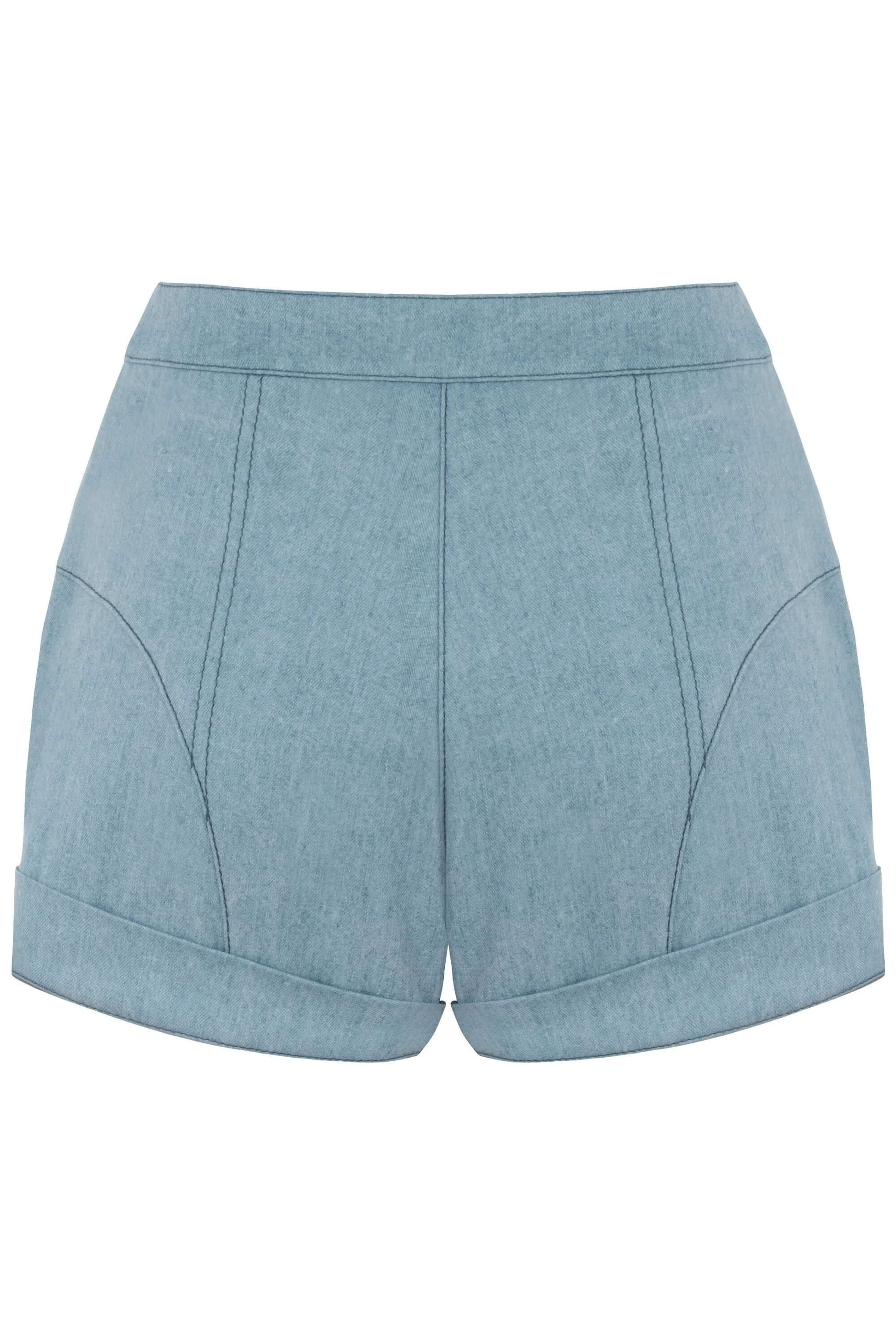 JENDUE Marvel Denim Shorts - Light Wash High-Waist by Jendue