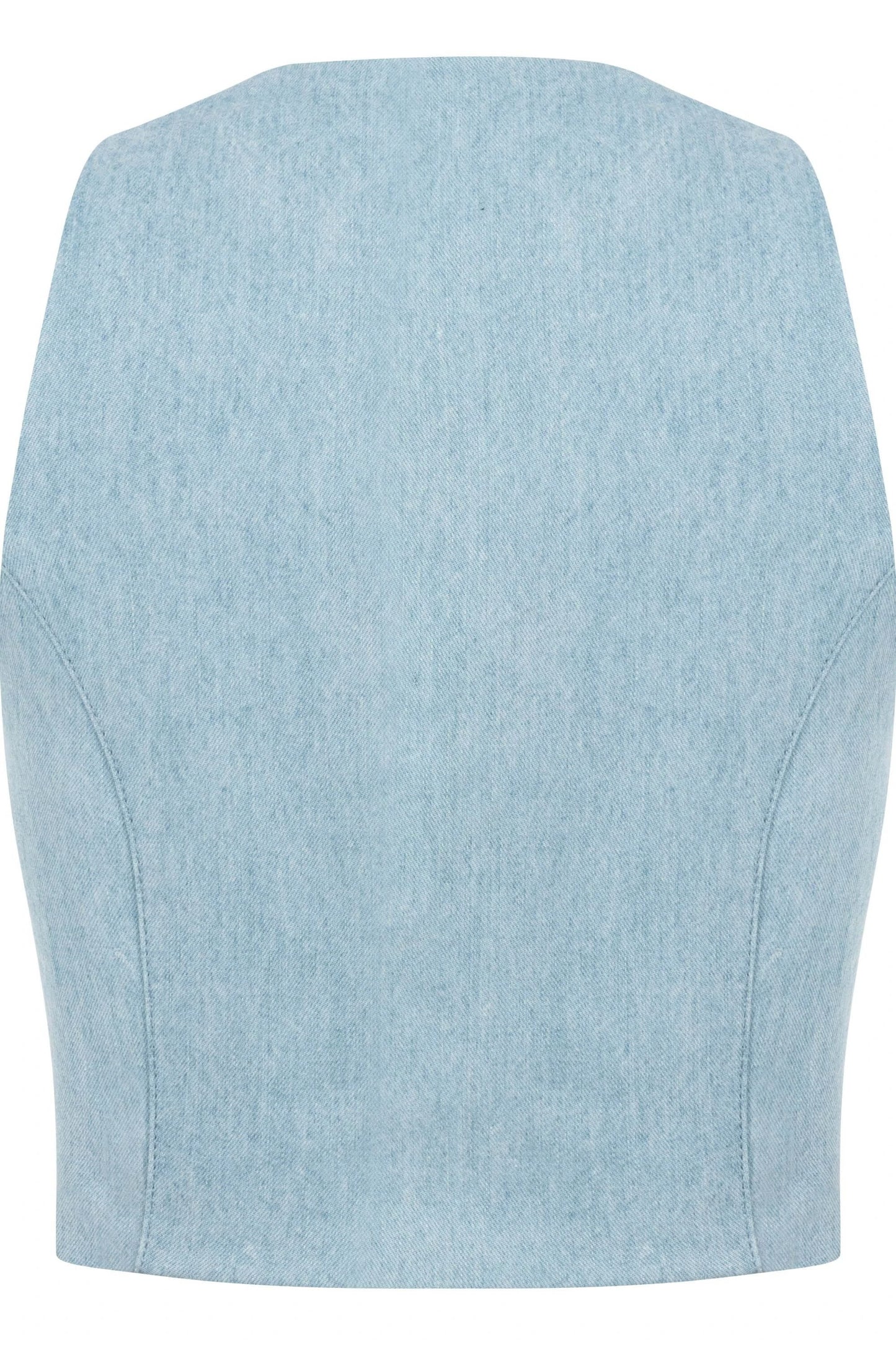 JENDUE Marvel Denim Top - Light Blue Zip-Up Bustier by Jendue