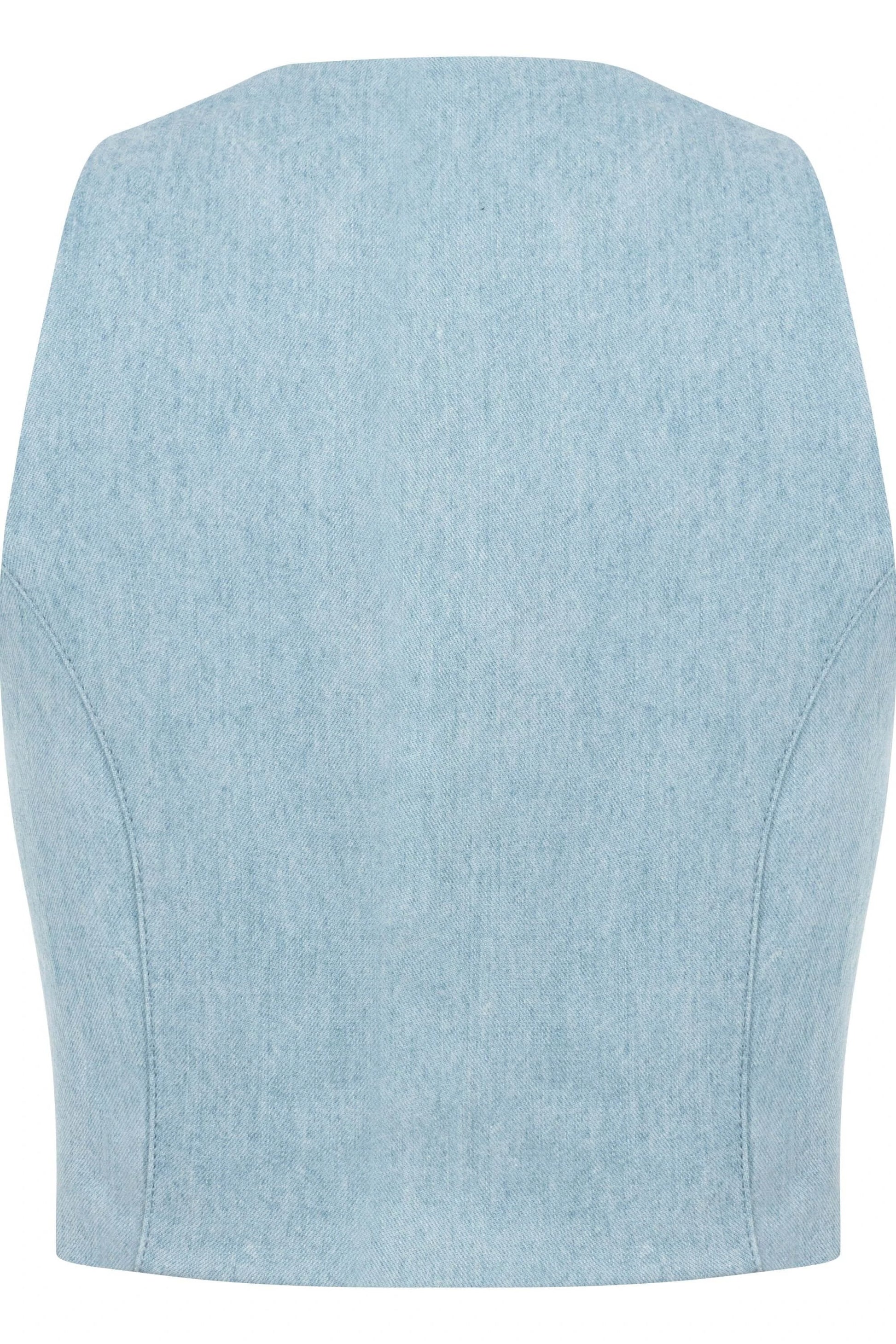 JENDUE Marvel Denim Top - Light Blue Zip-Up Bustier by Jendue