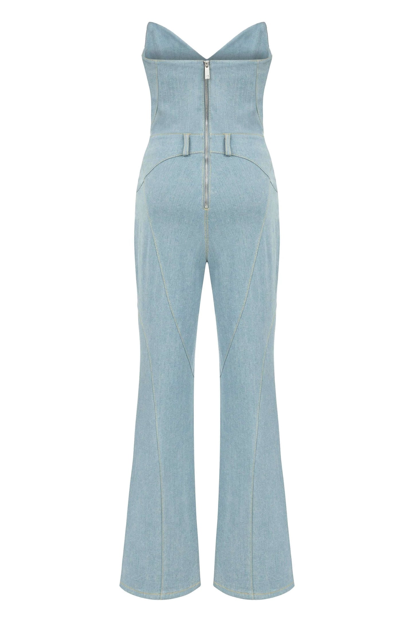 JENDUE Marvel Maxi Denim Jumpsuit - Strapless, Cut-Out by Jendue