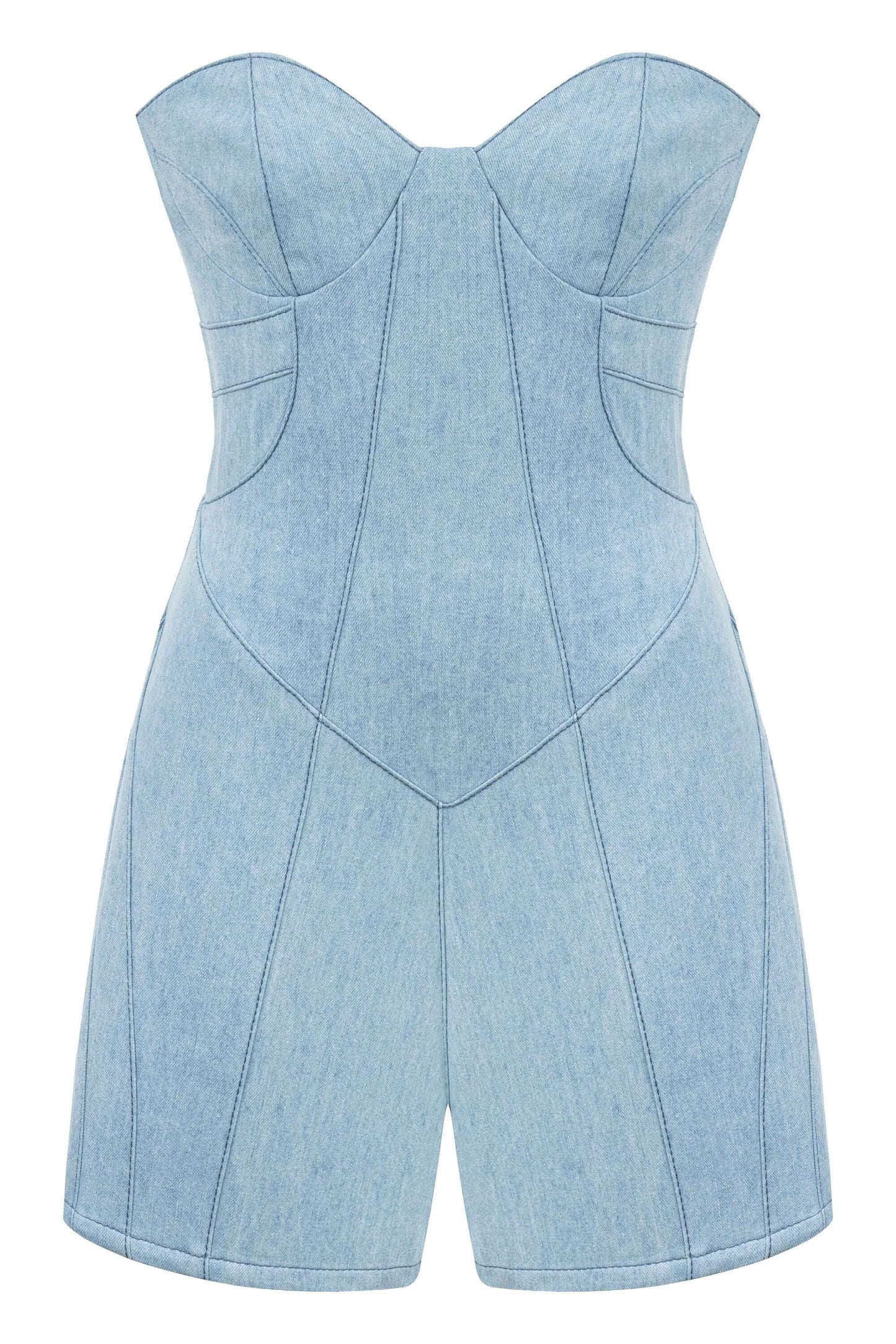 JENDUE Marvel Mini Denim Jumpsuit - Strapless & Chic by Jendue