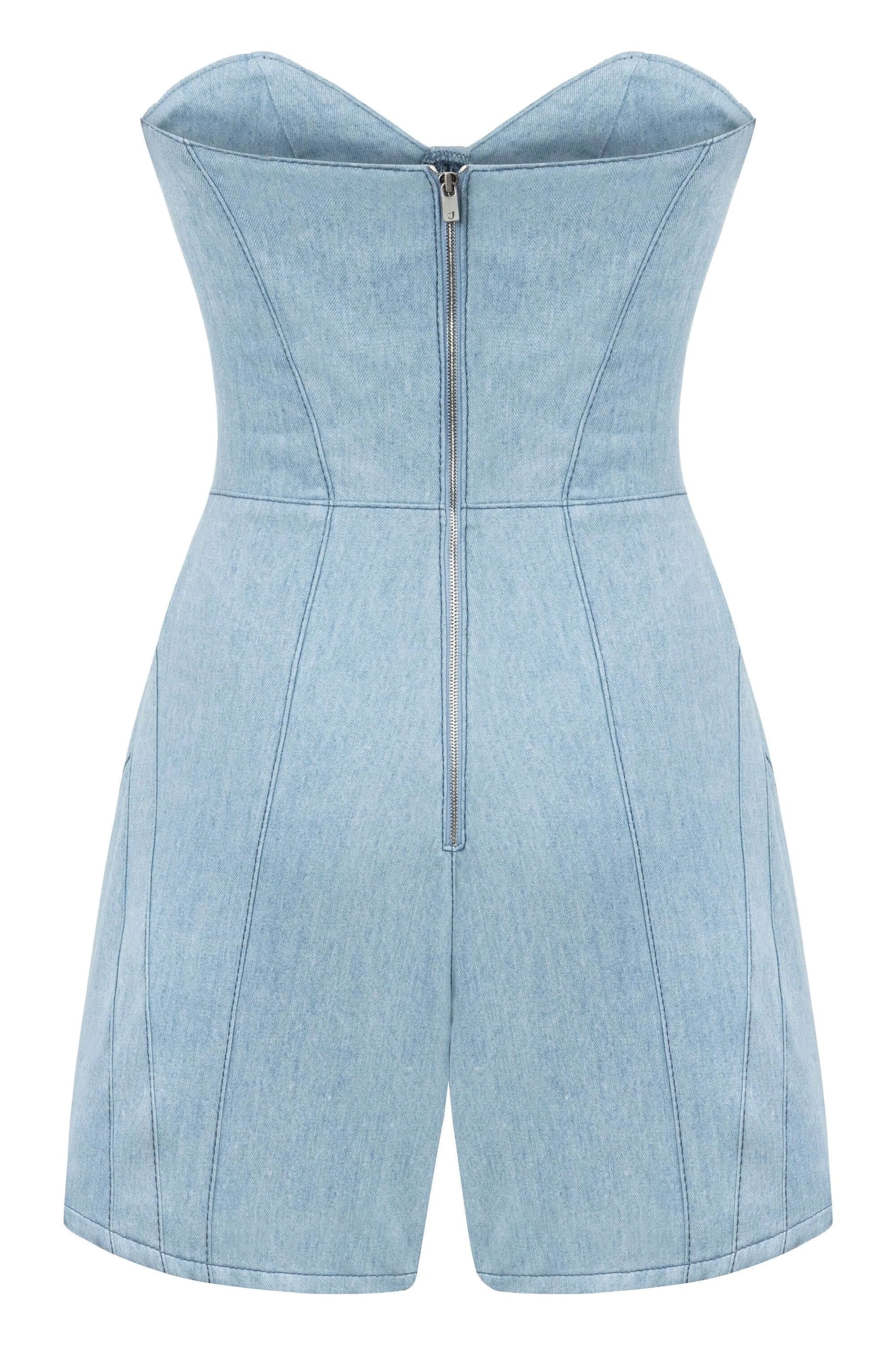 JENDUE Marvel Mini Denim Jumpsuit - Strapless & Chic by Jendue