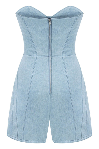 JENDUE Marvel Mini Denim Jumpsuit - Strapless & Chic by Jendue