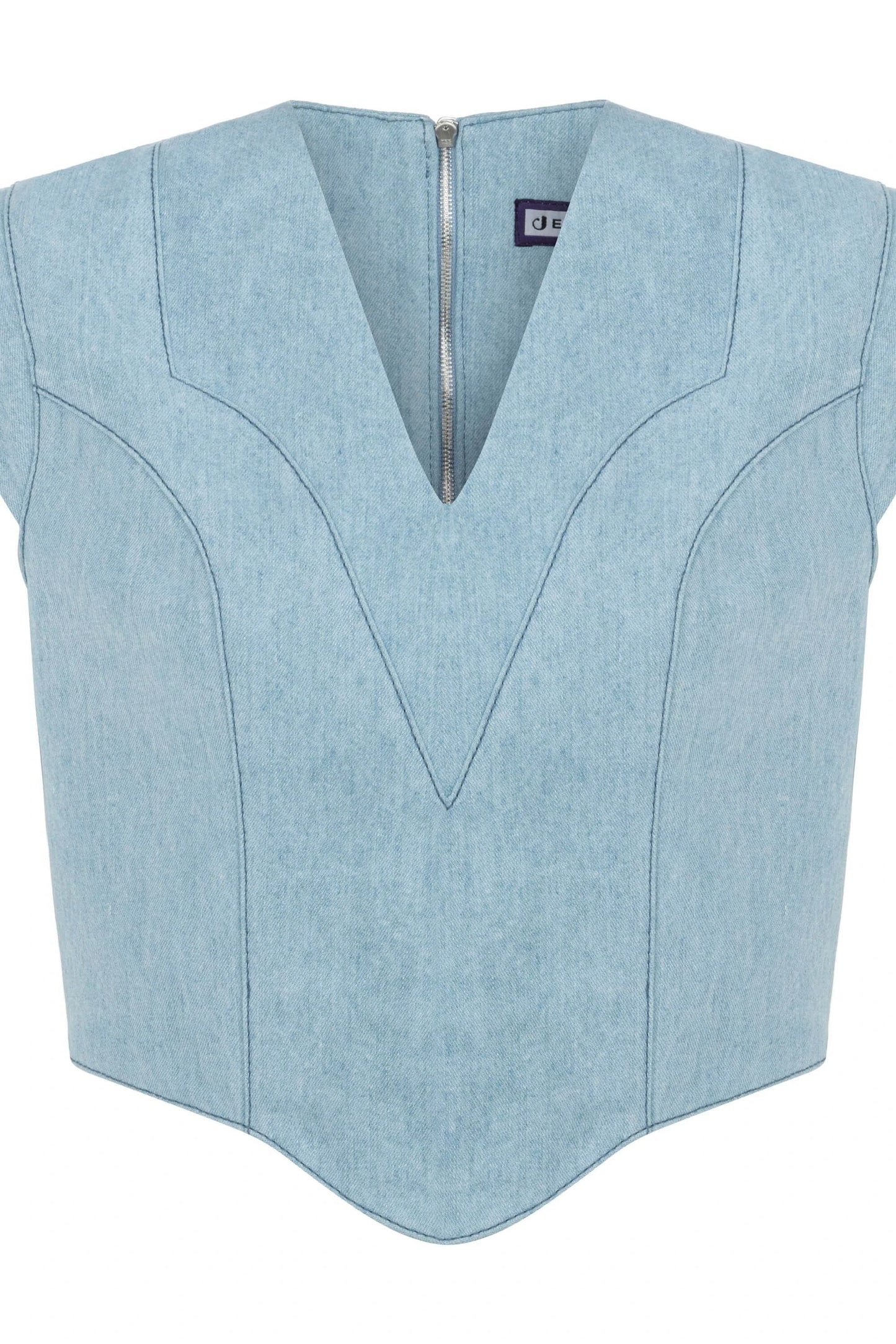 JENDUE Marvel V-Neck Denim Top - Stylish Women's Jean Blouse by Jendue